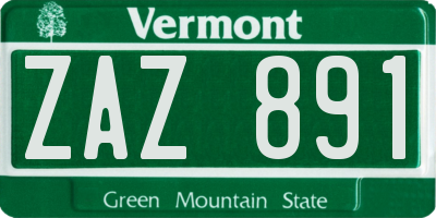 VT license plate ZAZ891