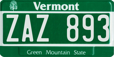 VT license plate ZAZ893