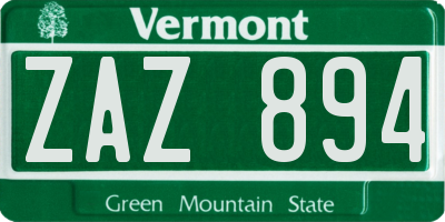 VT license plate ZAZ894