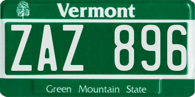 VT license plate ZAZ896