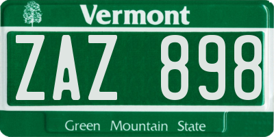 VT license plate ZAZ898