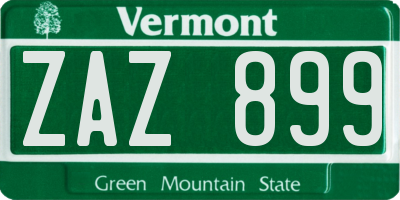 VT license plate ZAZ899