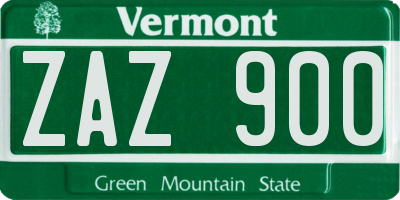 VT license plate ZAZ900