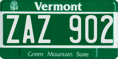 VT license plate ZAZ902