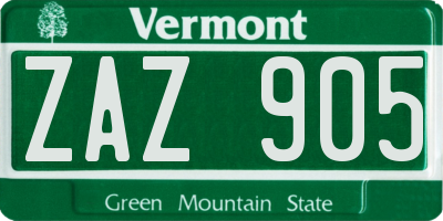 VT license plate ZAZ905