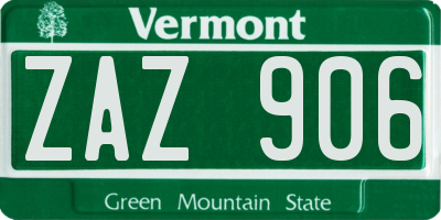 VT license plate ZAZ906
