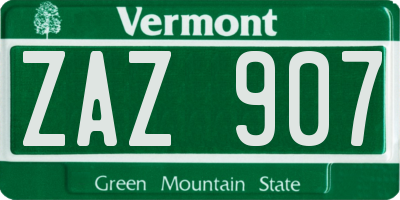 VT license plate ZAZ907