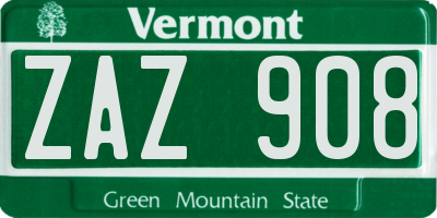 VT license plate ZAZ908