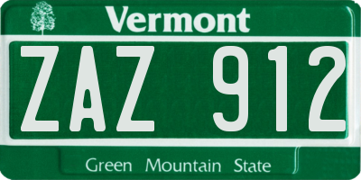 VT license plate ZAZ912