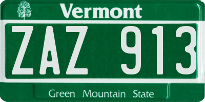 VT license plate ZAZ913
