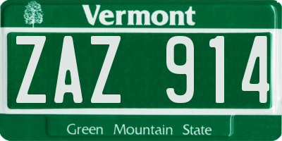 VT license plate ZAZ914
