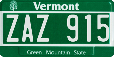 VT license plate ZAZ915