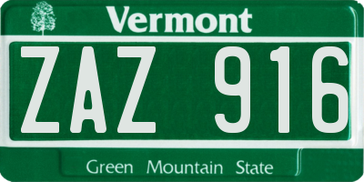 VT license plate ZAZ916