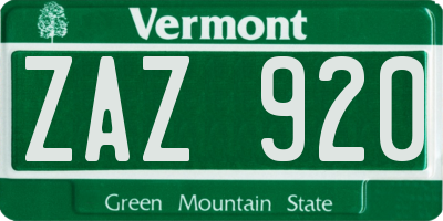 VT license plate ZAZ920