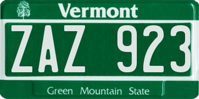 VT license plate ZAZ923