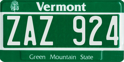 VT license plate ZAZ924