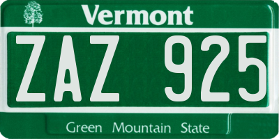 VT license plate ZAZ925