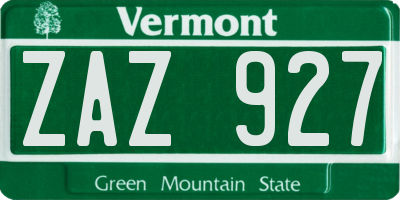 VT license plate ZAZ927