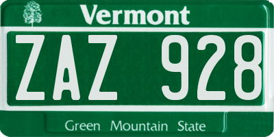 VT license plate ZAZ928