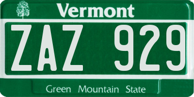VT license plate ZAZ929