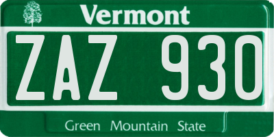 VT license plate ZAZ930