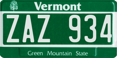 VT license plate ZAZ934