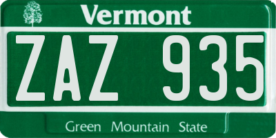 VT license plate ZAZ935