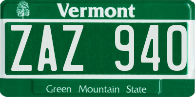 VT license plate ZAZ940