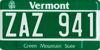 VT license plate ZAZ941