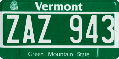 VT license plate ZAZ943