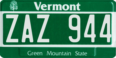 VT license plate ZAZ944