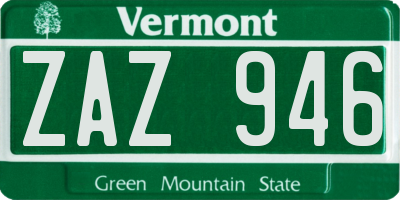 VT license plate ZAZ946