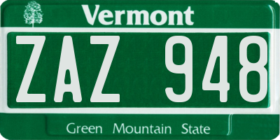VT license plate ZAZ948