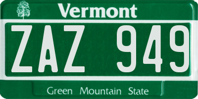 VT license plate ZAZ949