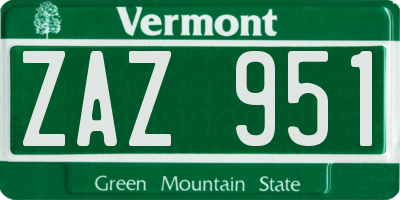 VT license plate ZAZ951