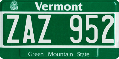 VT license plate ZAZ952