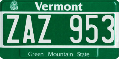 VT license plate ZAZ953