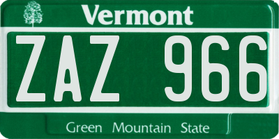 VT license plate ZAZ966
