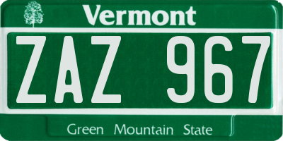 VT license plate ZAZ967