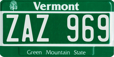 VT license plate ZAZ969
