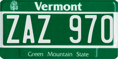 VT license plate ZAZ970