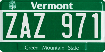 VT license plate ZAZ971