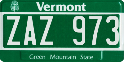 VT license plate ZAZ973