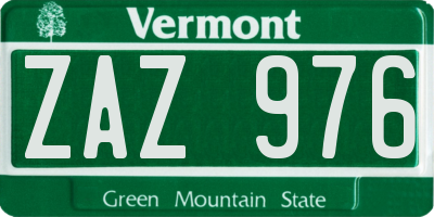 VT license plate ZAZ976
