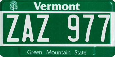 VT license plate ZAZ977