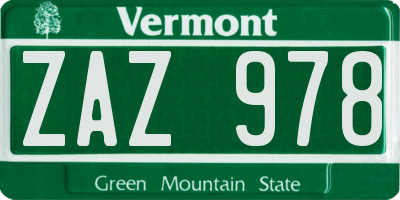 VT license plate ZAZ978