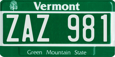 VT license plate ZAZ981