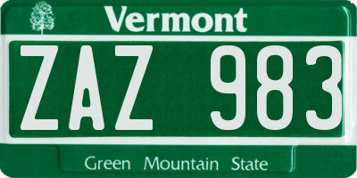 VT license plate ZAZ983