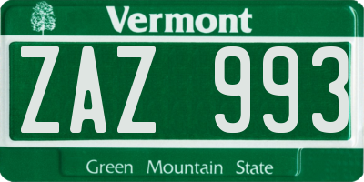 VT license plate ZAZ993