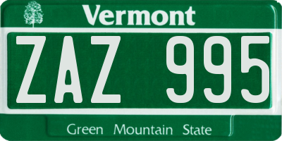 VT license plate ZAZ995
